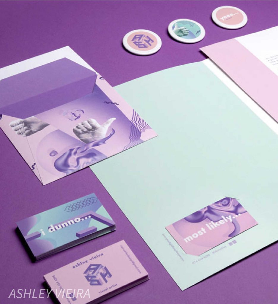 Striking purple branding design created by a student, showcasing creativity, visual appeal, and effective use of color for brand identity.