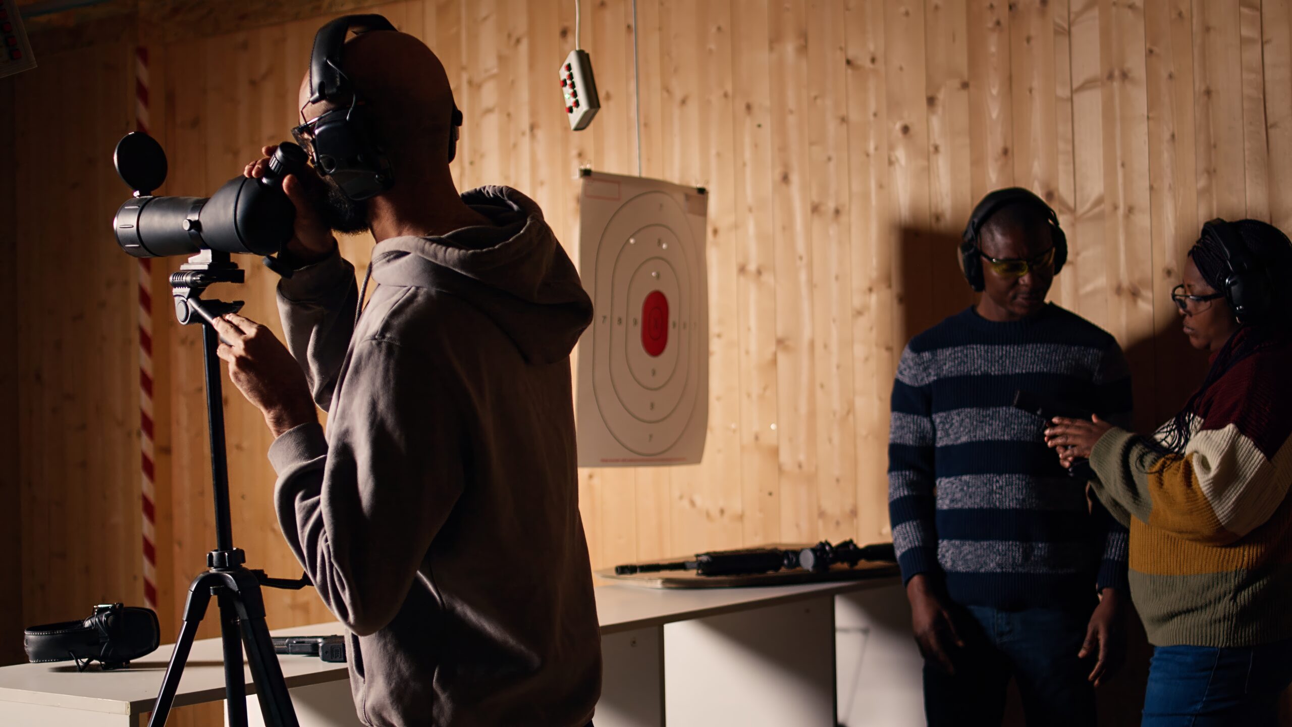 person-analyzing-targets-shot-using-magnifying-lens-firearm-practice